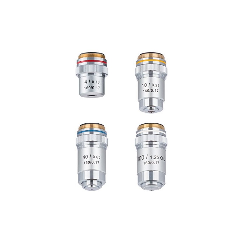 AmScope 4X-100X Four Achromatic Objective Lens Set