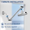Rain Shower Head, 6'' Round Rainfall Showerhead, 11'' Adjustable Stainless