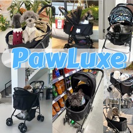 PawLuxe 4 Wheels Pet Stroller 4 in 1 Pet Stroller with Detachable Carrier for Small & Medium Dogs Cats up to 55 lbs Easy-Folding Travel Dog Wagon with Car Seat Breathable Mesh,Blue Cartoon
