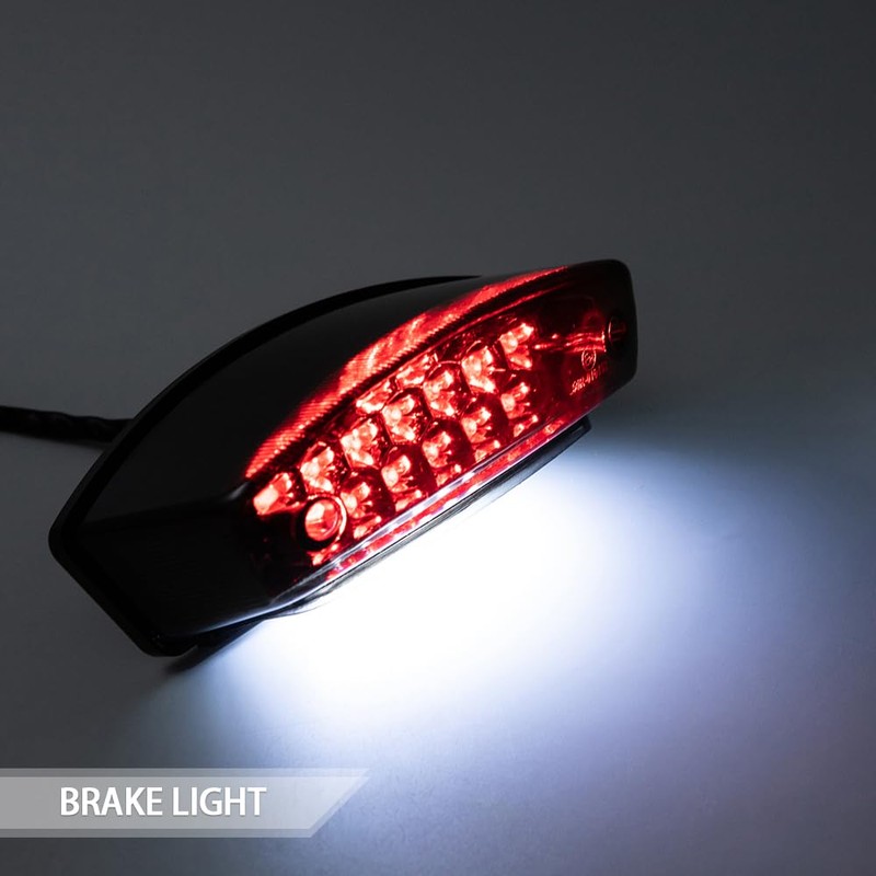 BENEALL Universal Motorcycle Tail light Red Light White License Plate