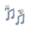 Music Note Earrings 925 Sterling Silver Sparkly