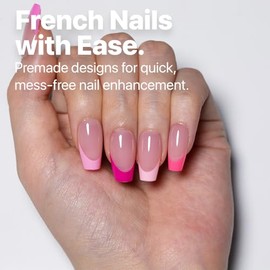 SXC Uñas postizas con punta francesa, 150 unidades en 15 tamaños, ultra ajustadas, con prebase y capa base preaplicadas. No necesitas limar uñas posti