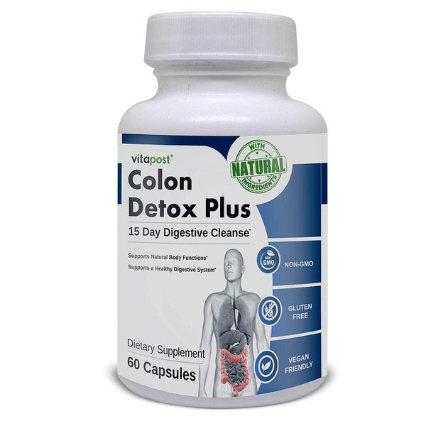 Colon Detox Plus | Natural 15 Day Detox Course, Supporting a Healthy Digestive System and Movements. 60 Capsules