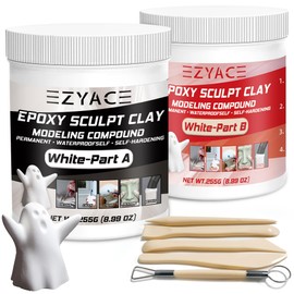 Epoxy Clay, Magic Epoxy Sculpt Clay, 2 Part Modeling Compound (A & B) of Magic Sculpt Epoxys Clays for Sculpting, Modeling, Building and Repairing, White, 1 Pound