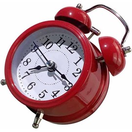 Reloj Despertador de Campana Doble Rojo con Luz Suave y Estilo Clásico
