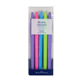 Slim Click Rollerball Pen Set of 5 Blue 0.5 mm Black Light