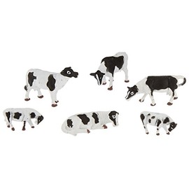 Bachmann Trains - FIGURES - COWS - BLACK & WHITE (6pcs/pk) - HO Scale