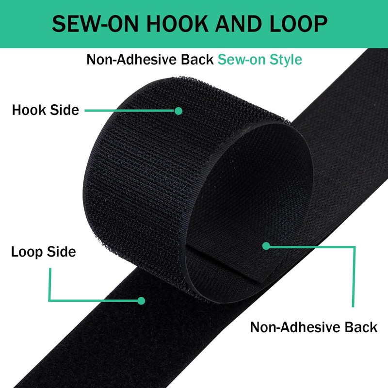 MYUREN 2 Inch Sew on Hook and Loop Strips |