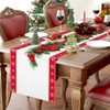 Christmas Table Runner Safflower, Red Linen Table Runner Tablecloth with