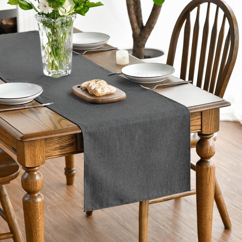Artoid Mode Grey Table Runner, Autumn Washable Kitchen Dining Table