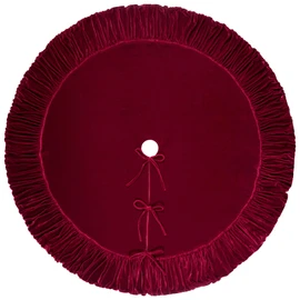72-Inch Ruffled Velvet Christmas Tree Skirt, Thick Foam-Lined Heavy Duty Fabric with Plush Lace Ties, Wine Red