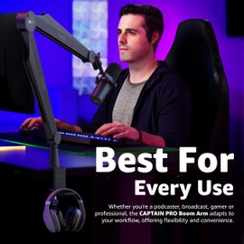 IXTECH Mic Boom Arm Microphone Arm for Blue Yeti Shure Sm7b Hyperx QuadCast Rode At2020 and Fifine Upgraded Mic Stand with Tablet and Headphone Holder for Gaming Podcasting and Streaming CAPTAIN PRO