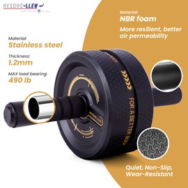 NESOHC-LLEW Upgraded Ab Roller Wheel. Abdominal Training Roller for Men/Women, Abdominal Wheels Widened to 3.4 ", Rubber Tread of The Abdominal Wheel Upgraded, Max Weight 490 lbs