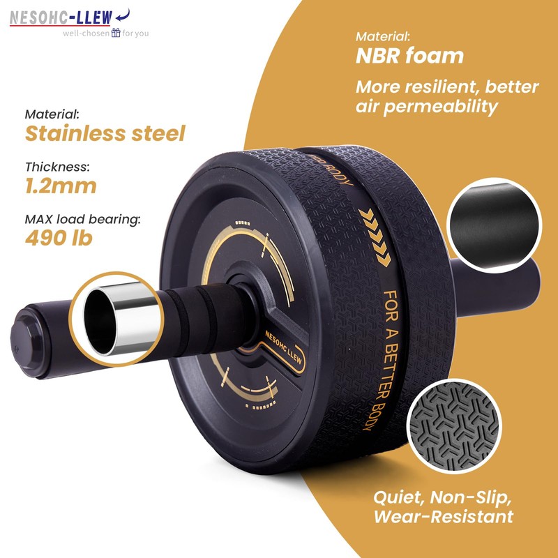 NESOHC-LLEW Upgraded Ab Roller Wheel. Abdominal Training Roller for Men/Women,
