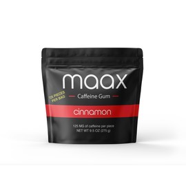 Maax Caffeine Gum | 125mg of caffeine per piece | Cinnamon | 125 total pieces per box