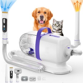 Dog Grooming Vacuum for Shedding Grooming, 2.2L Cup Dog Grooming Vacuum with Dryer Function, Low Noise Pet grooming vacuum for dogs, Upgrade Strong Dog Grooming Kit With 6 Tools for Home Pet Hair - Color: Color: 1 Yellow, Size: Size: Large