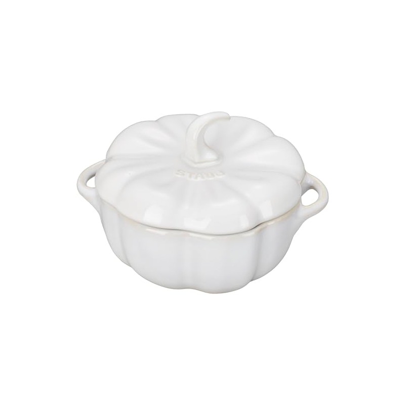 STAUB Ceramic 2-pc Petite Pumpkin Cocotte Set, 0.75-qt/24-oz, Rustic Ivory