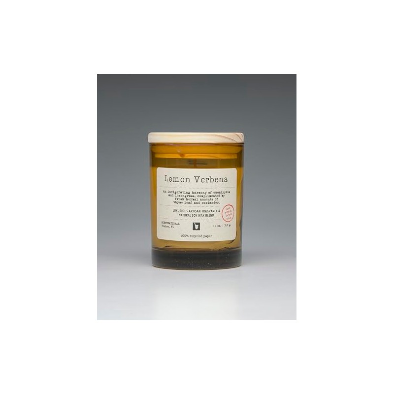 Scentsational Lemon Verbena Soy Wax Candle, 11 oz Glass Jar,
