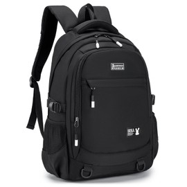 BAGROUPS Leisure Backpack 17.3 Inch Computer Backpack School Youth Waterproof School Bag Large School Leisure Travel Unisex Backpack Airplane Cabin Travel Backpack 45 x 36 x 20 Easyjet, black