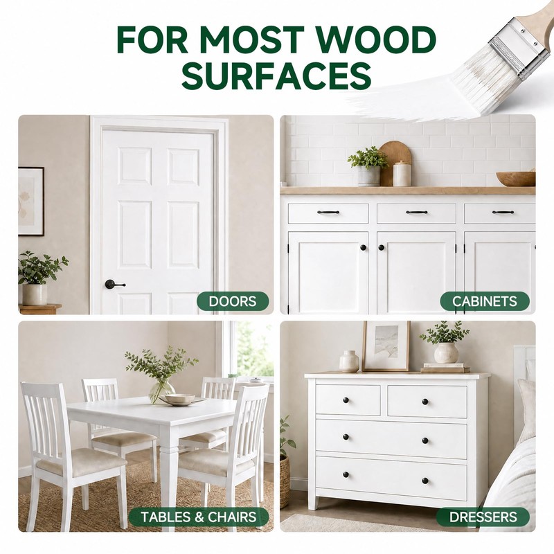 Mollor White Wood Paint, 32 OZ Fast Dry Low Odor