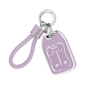 YALNORVA for GMC Chevy Key Fob Cover with Keychain, Key Fob Case Cover Fits for GMC Sierra Acadia Terrain 2500hd 1500 3500hd Yukon Chevy Silverado Suburban Car Accessories Smart Key, Purple