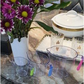 6pc Transparent Drastic Measuring Cup Set, Measuring Cup Stackable Clear Heat-Resistant Cup Easy to Read Measurements Water Measuring Cups for Home Kitchen Cooking (2 Sets of 3 pcs Cup)