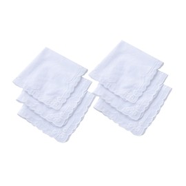 SrffbreMeOly Women's Cotton Handkerchiefs Embroidered Scalloped White Hankies Ladies Wedding Gift