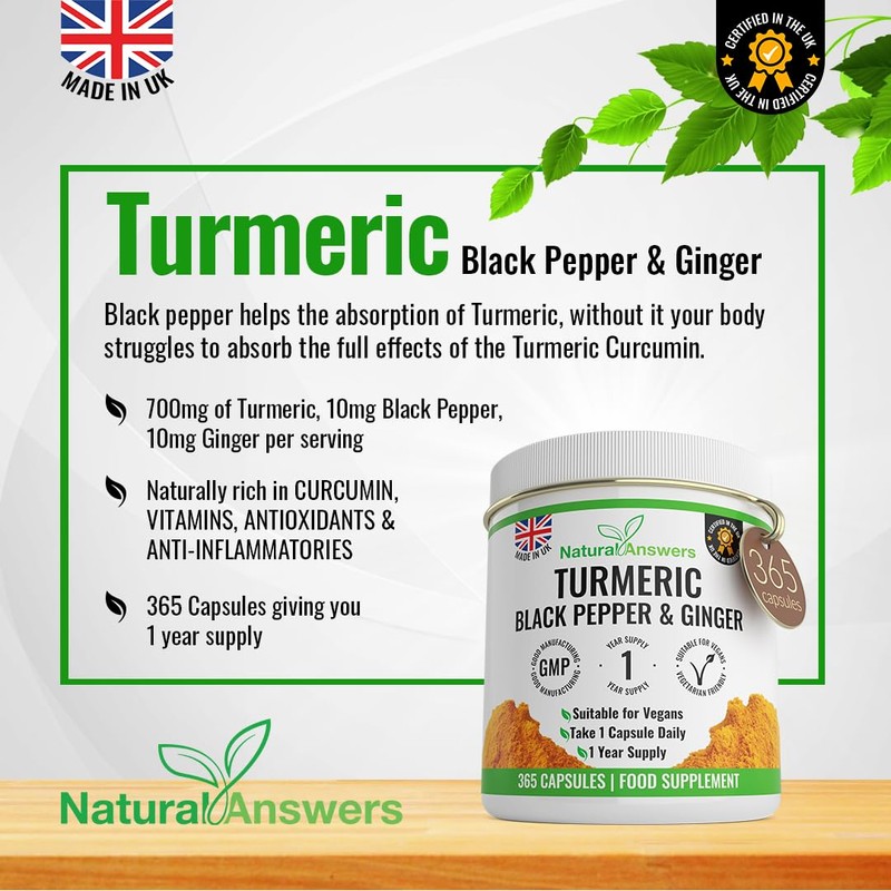 365 Turmeric, Black Pepper & Ginger Capsules - High Strength