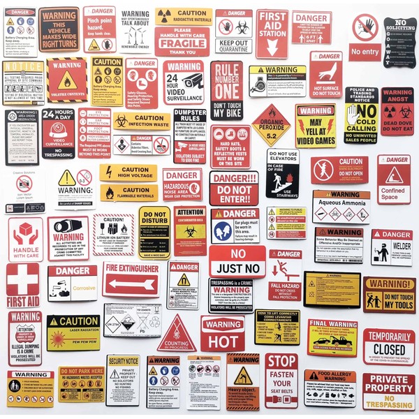 75 Warning Labels Variety Safety Sign Stickers American Funny Stickers in English Funny Funny Stickers Funny Warning Stickers