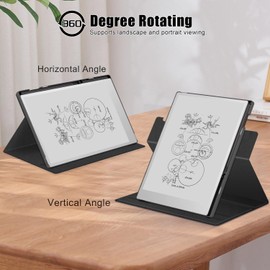 Yiernuo Case Compatible with Remarkable Paper Pro 11.8 Paper Tablet 2024 Released, 360 Degree Rotating Stand Cover with Pen Holder, Black
