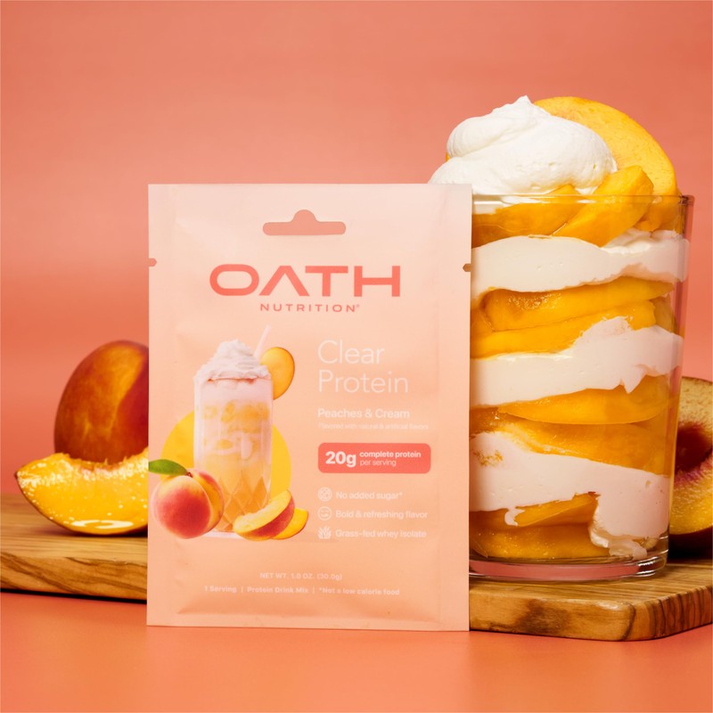 Oath Nutrition Clear Whey Isolate Protein Powder, Peaches & Cream,