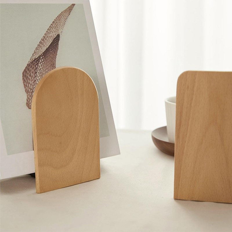Tiardey 2 Pack Book Ends Natural Anti Slip Book Stopper,Book