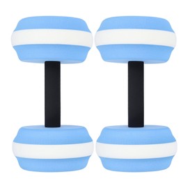 2PCS Water Dumbbells EVA Floating Dumbbell Fitness Barbells Equipment for Water Aerobic Exercise Blue and White
