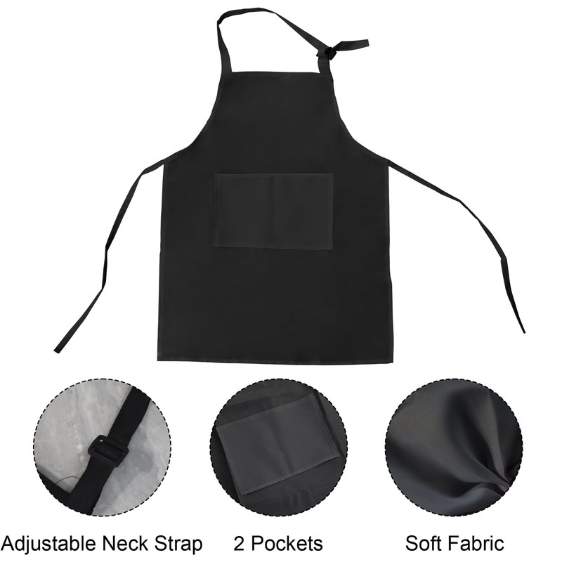 REBECASKYENS 2 PCS Black Kids Apron Kids Chef Apron Toddler