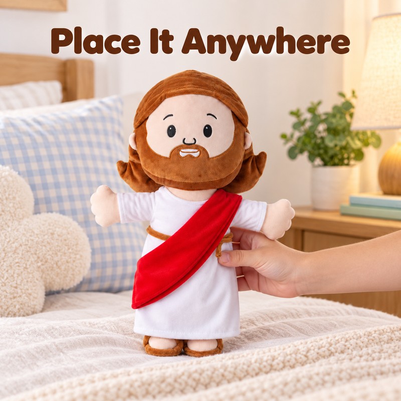 Cartoon Jesus Plush Doll Pillow – Soft Stuffed Character Toy