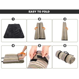 REDCAMP Extra Large Picnic Blanket Waterproof Sandproof, Durable Oxford Foldable Picnic Mat Outdoor Blanket for Lawn Park Beach Travel, Khaki 79"x55"