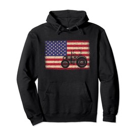 Farm Tractors American Flag Patriotic Vintage Farming Farmer Pullover Hoodie