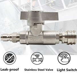 Geife High Pressure Washer Ball Valve Kit, 3/8 Inch Quick Connect for Power Washing Hose, 5000 PSI Stainless Steel Shut Off Valve