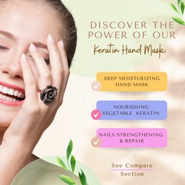 Bodipure Premium Hand Mask Keratin Gloves | Moisturizing Gloves for Dry Hands & Nail-Strengthening & Cuticle Softening | Spa Experience at Home | Chemical Free & for All Skin Types | 4 Pairs