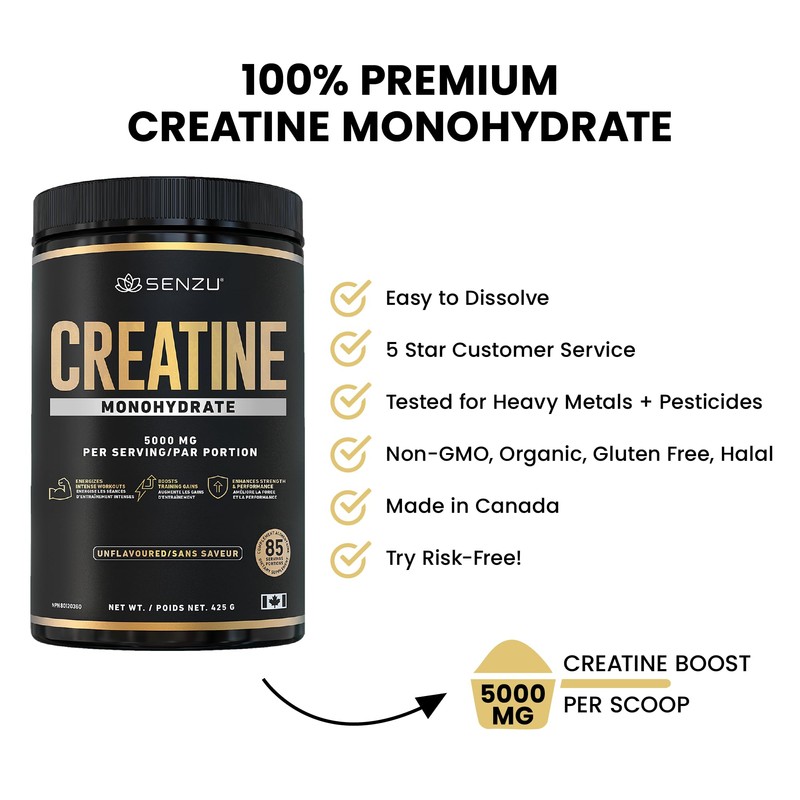 Creatine Monohydrate Powder - Unflavored Creatine for Pre Workout, Athletes