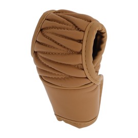 HOPESPANNER Universal 13.5x9cm/5.31"x3.54" Gear Shift Knob Cover Anti-Slip Stick Shifting Handle Protector Faux Leather 1 Pc Brown