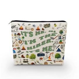 YULUENZE Hiking Lover Present Hiker Canvas Canvas Makeup Bag It's Me Hi I'm The Hiker It's Me Organizer Accessories Zipper Pouch Birthday Present for Hiker Camper Hiking Lovers Women Friends