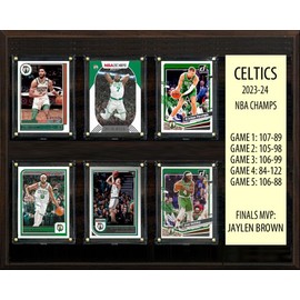 FreshD Cards Boston Celtics Championship Jayson Tatum Jaylen Brown 12"" x 15"" Team Plaque, Cherry Wood