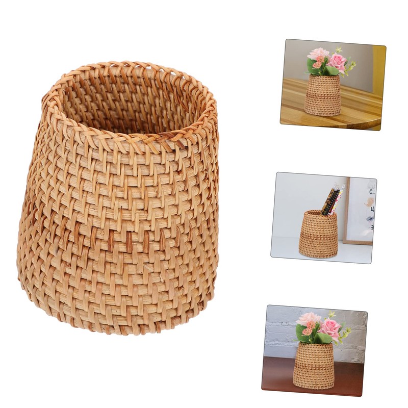 DOITOOL 1pc Hand Woven Storage Basket Desktop Sundries Organizer Compact