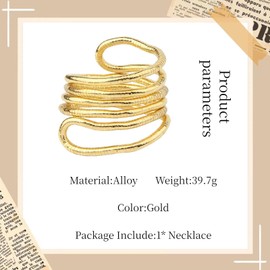 GAUEIOUR Bendable Snake Necklace,Flexible Multi-purpose Necklace Flexible Twist Jewelry for Womens Birthday Gifts,Adjustable Necklace,Alloy Necklace (Gold)