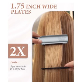 ANWA Titanium 1¾ Inch Wide Flat Iron Hair Straightener, 1.75 Inch Hair straightening Iron with Negative Ion, Hair Straightener and Curler with Floating Plates, Double Voltage