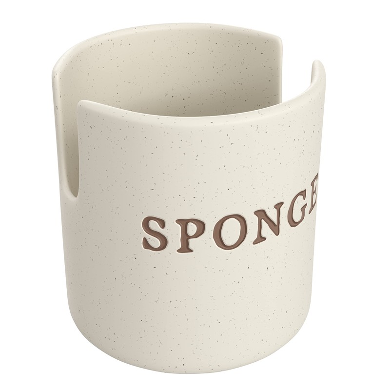 Kook Ceramic Sponge Holder, Speckled Stoneware Caddy, Countertop Soap and