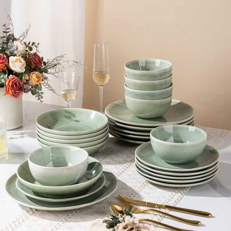 Dinnerware Sets for 6, 24 Pieces Ceramic Plates and Bowls