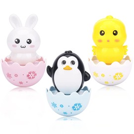 Lukax Roly Poly Baby Toys 6 to 12 Months, Tummy Time Musical Wobbler Toys, Penguin Bunny Tumbler Wobbler Toys for Toddler Boy Girl Gifts