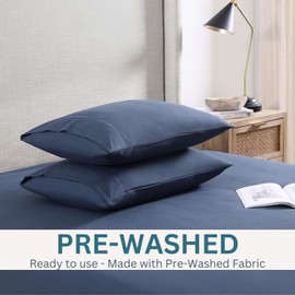 Casa Platino Pillow Cases 4 Pack - 50x75 cm Standard Size - Pre-Washed Brushed Microfiber with Envelope Closure – Soft and Wrinkle-Free - Navy
